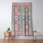 Marine Green Spiral Star Kazak Handmade Persian Rug Window Curtain Gallery Image 5