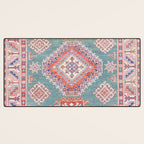 Marine Green Spiral Star Kazak Handmade Persian Rug Desk Mat Gallery Image 3