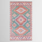 Marine Green Spiral Star Kazak Handmade Persian Rug Tablecloth Gallery Image 2