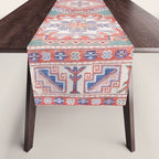 Marine Green Spiral Star Kazak Handmade Persian Rug Table Runner Gallery Image 1