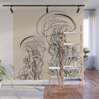 Minimal Floral Jellyfishes 1 Wall Mural Gallery Image 1