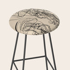 Minimal Floral Jellyfishes 1 Stool Gallery Image 2