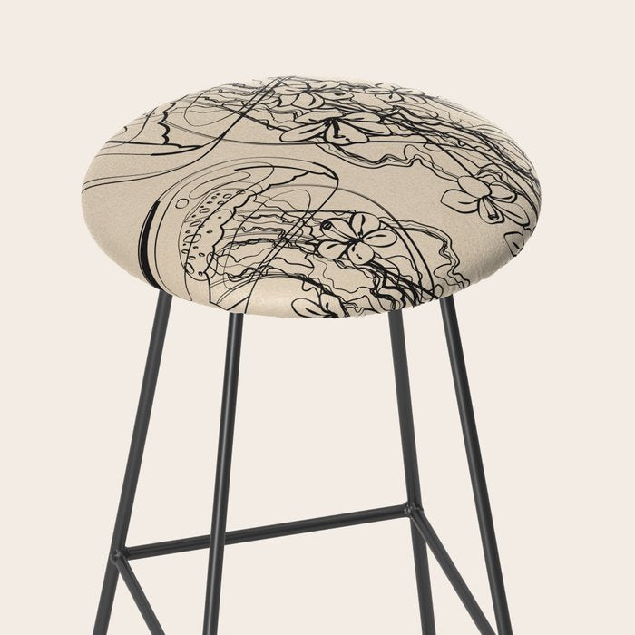Minimal Floral Jellyfishes 1 Stool Gallery Image 2