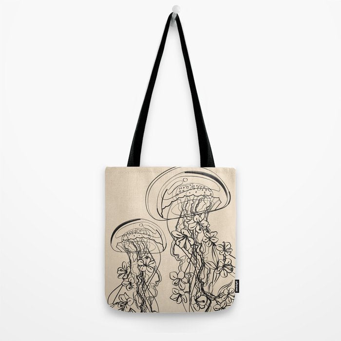 Minimal Floral Jellyfishes 1 Tote Bag Gallery Image 2