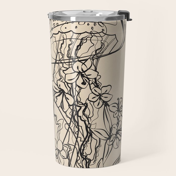 Minimal Floral Jellyfishes 1 Travel Mug Gallery Image 2