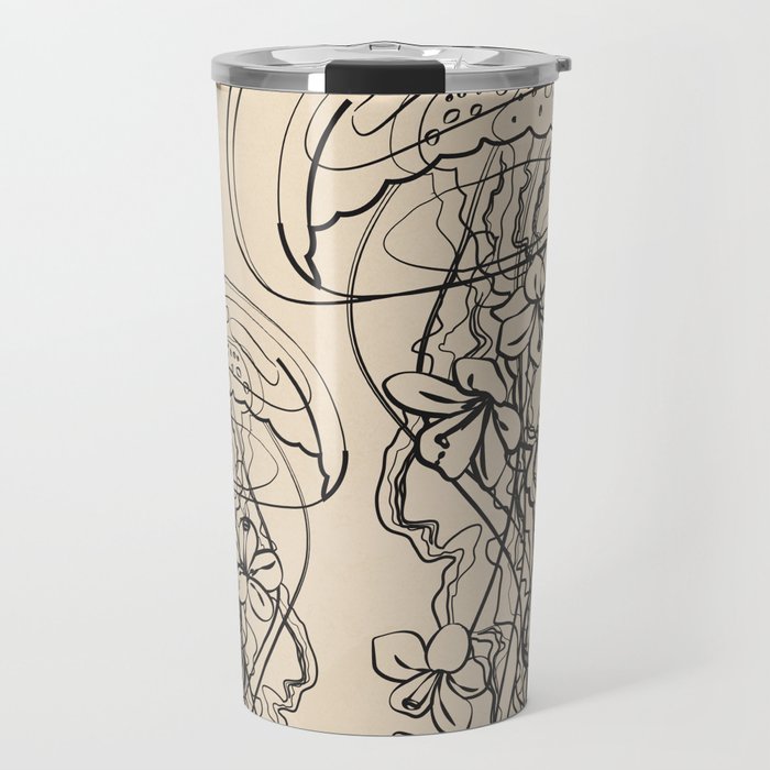 Minimal Floral Jellyfishes 1 Travel Mug Gallery Image 1