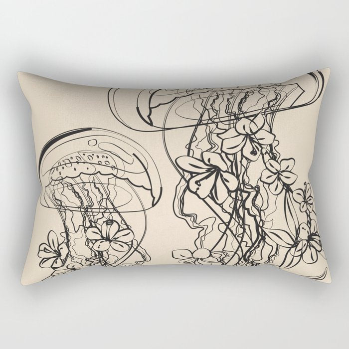 Minimal Floral Jellyfishes 1 Rectangular Pillow Gallery Image 2