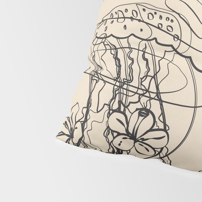 Minimal Floral Jellyfishes 1 Pillow Sham Gallery Image 4