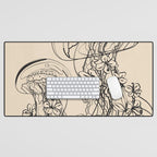 Minimal Floral Jellyfishes 1 Desk Mat Gallery Image 1
