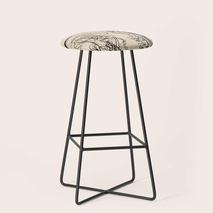 Minimal Floral Jellyfishes 1 Stool Gallery Image 1