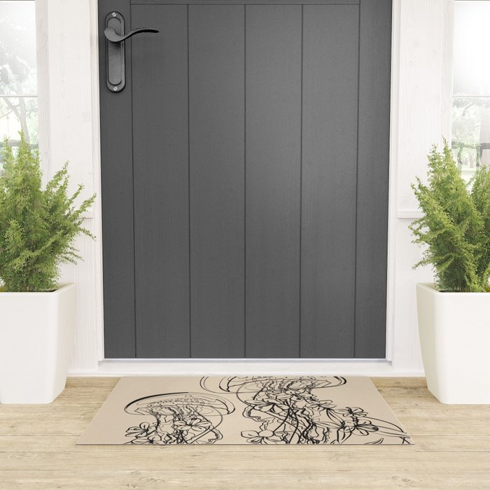 Minimal Floral Jellyfishes 1 Welcome Mat Gallery Image 3