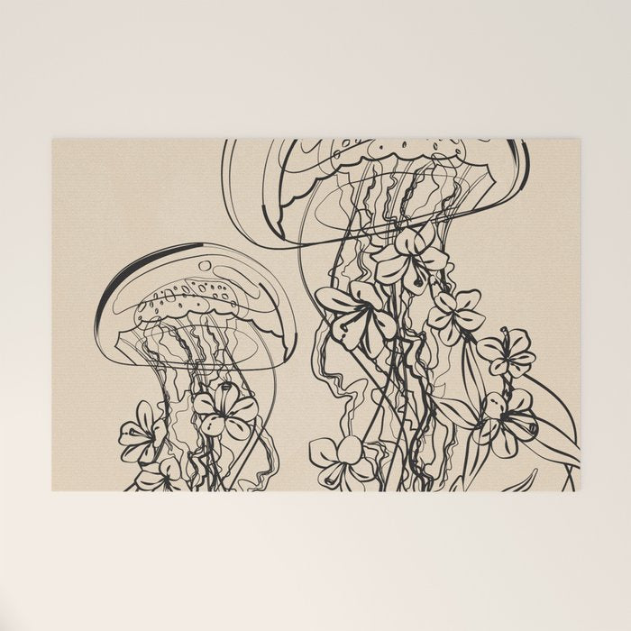 Minimal Floral Jellyfishes 1 Welcome Mat Gallery Image 1