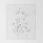 Poppy Flowers Line Art Throw Blanket Gallery Image 2