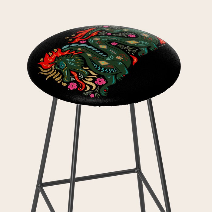 Dragon - Red, Black, Green Stool Gallery Image 2