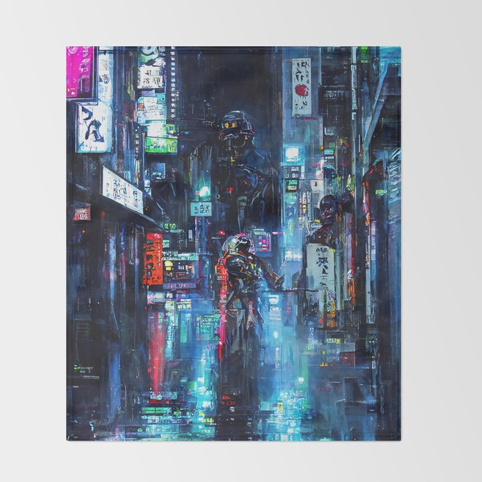 Streets of Neo-Tokyo Throw Blanket Gallery Image 2