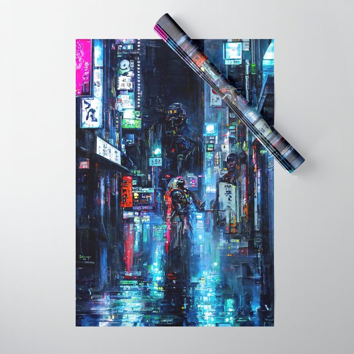 Streets of Neo-Tokyo Wrapping Paper Gallery Image 1