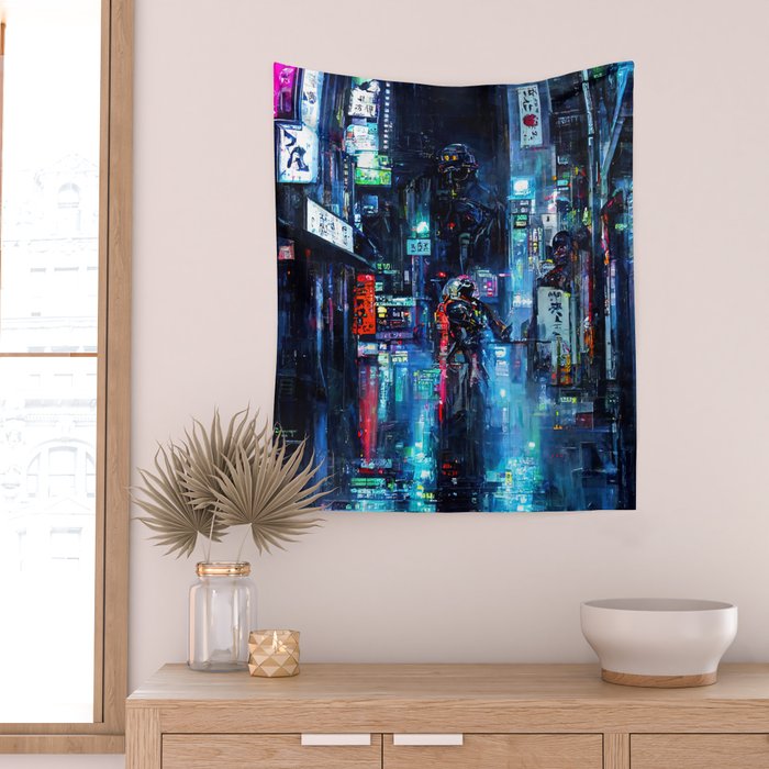 Streets of Neo-Tokyo Wall Tapestry Gallery Image 2