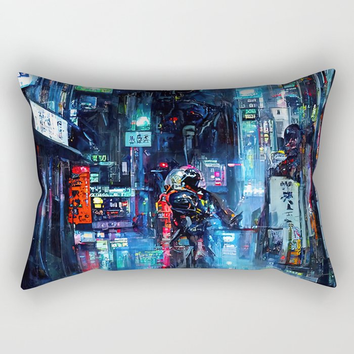 Streets of Neo-Tokyo Rectangular Pillow Gallery Image 1