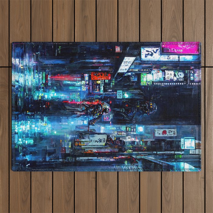 Streets of Neo-Tokyo Outdoor Rug Gallery Image 1