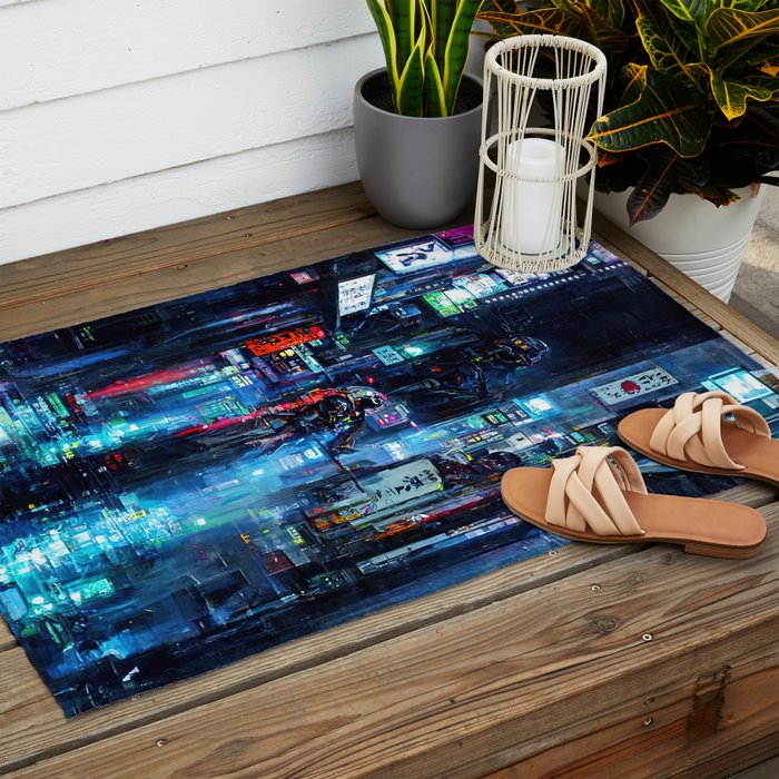 Streets of Neo-Tokyo Outdoor Rug Gallery Image 2