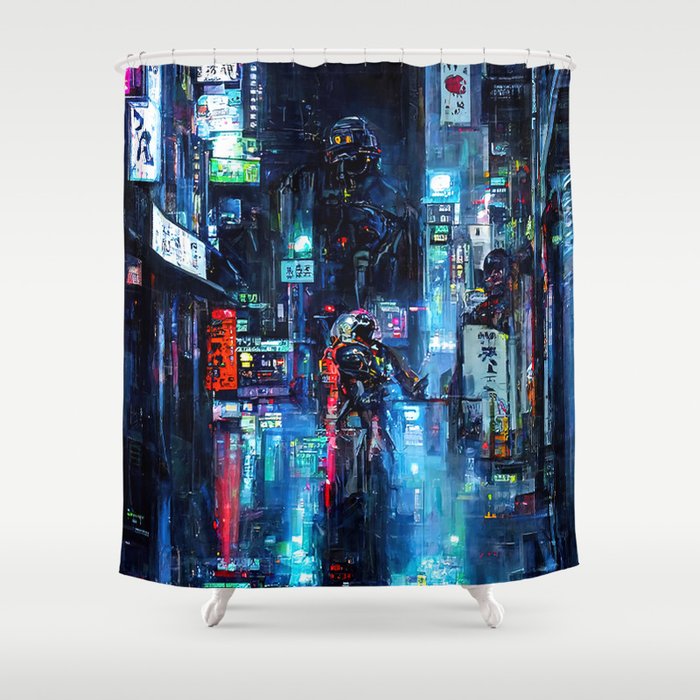 Streets of Neo-Tokyo Shower Curtain Gallery Image 1