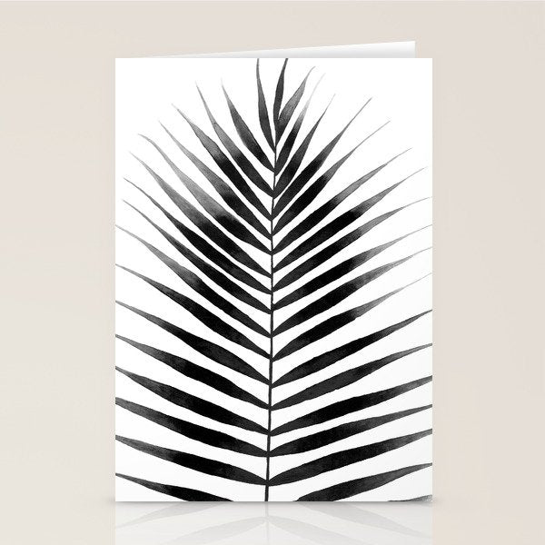 Palm Leaf Watercolor | Black and White Stationery Card Gallery Image 2