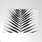 Palm Leaf Watercolor | Black and White Welcome Mat Gallery Image 1