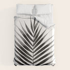 Palm Leaf Watercolor | Black and White Duvet Cover Gallery Image 6