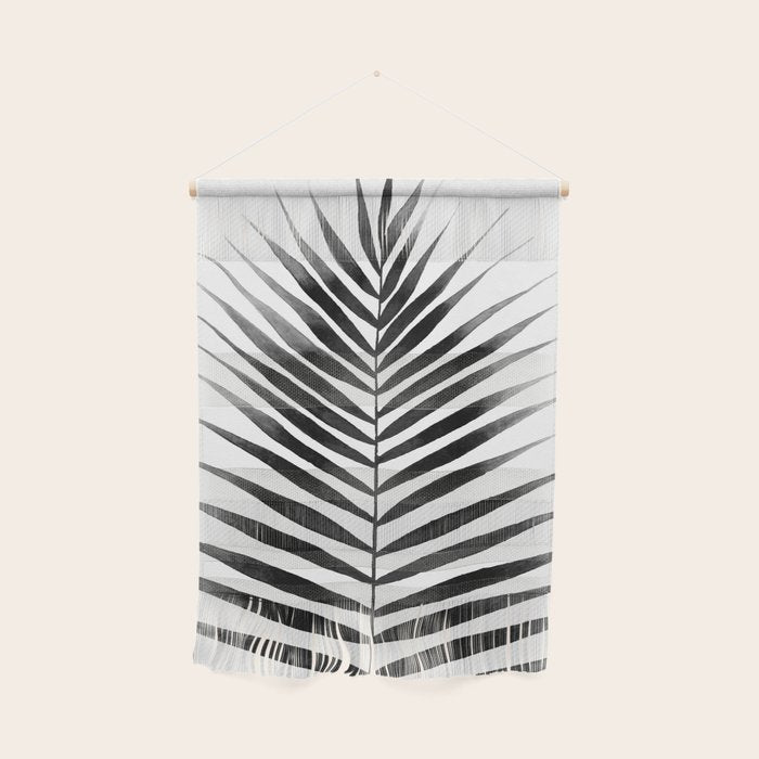 Palm Leaf Watercolor | Black and White Wall Hanging Gallery Image 1