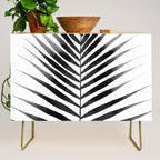 Palm Leaf Watercolor | Black and White Credenza Gallery Image 1