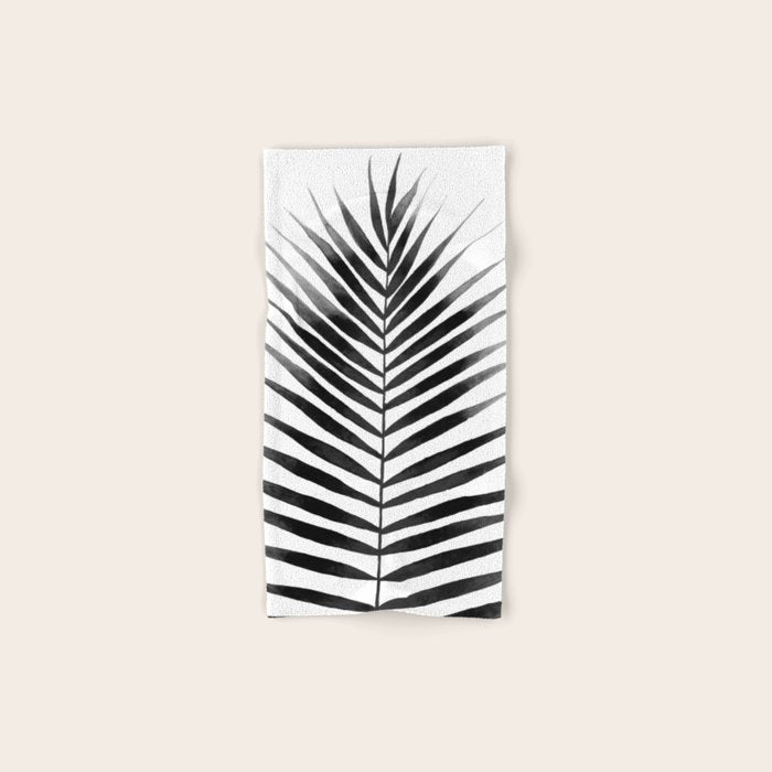 Palm Leaf Watercolor | Black and White Towels Gallery Image 1