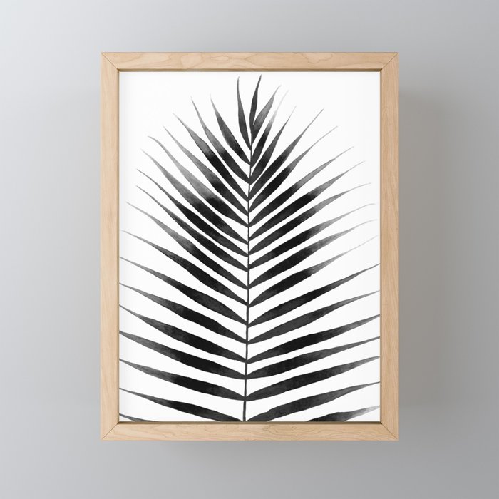 Palm Leaf Watercolor | Black and White Mini Art Print Gallery Image 1
