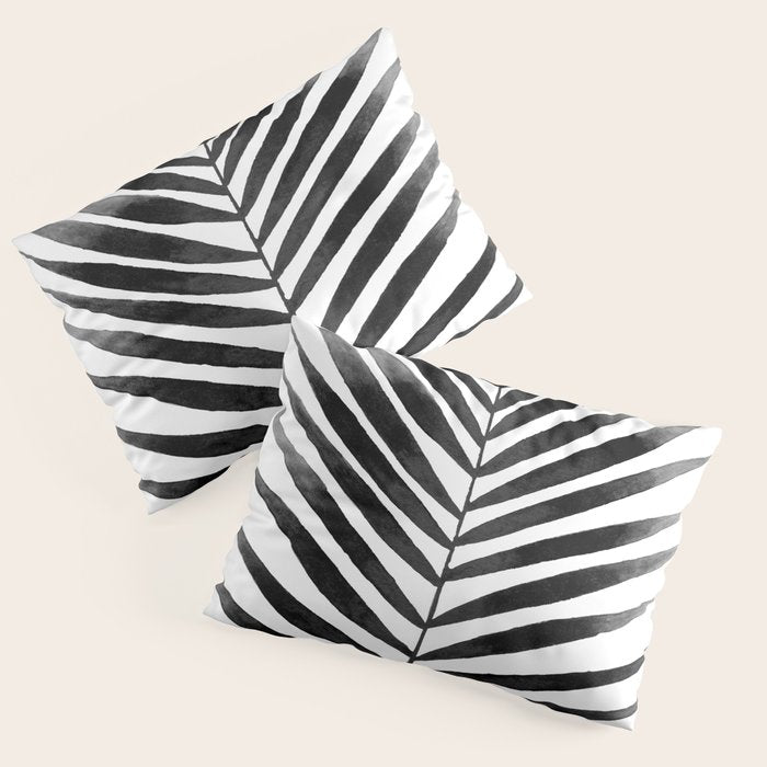 Palm Leaf Watercolor | Black and White Pillow Sham Gallery Image 3