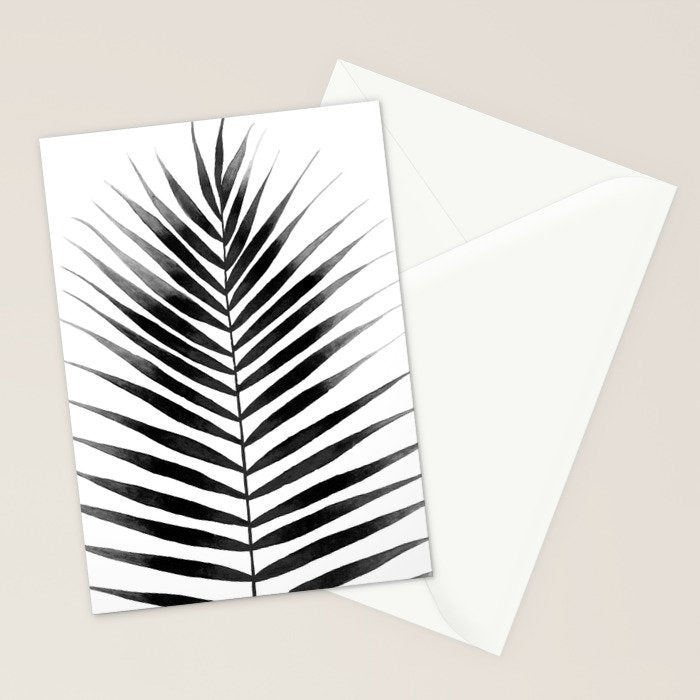 Palm Leaf Watercolor | Black and White Stationery Card Gallery Image 2