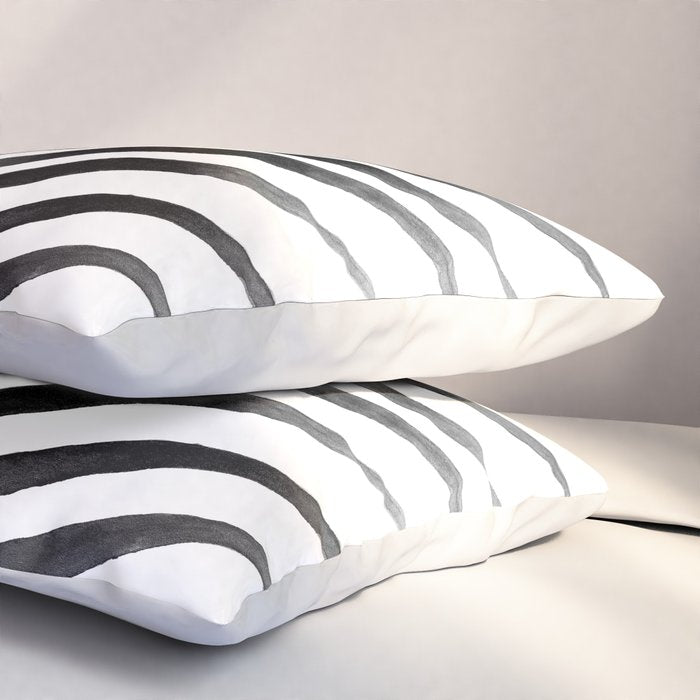 Palm Leaf Watercolor | Black and White Pillow Sham Gallery Image 3