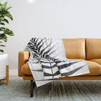 Palm Leaf Watercolor | Black and White Throw Blanket Gallery Image 1