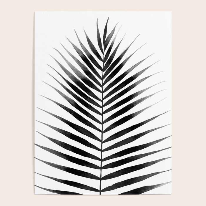 Palm Leaf Watercolor | Black and White Poster Gallery Image 4