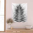 Palm Leaf Watercolor | Black and White Wall Tapestry Gallery Image 2