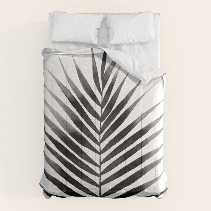 Palm Leaf Watercolor | Black and White Comforter Gallery Image 1