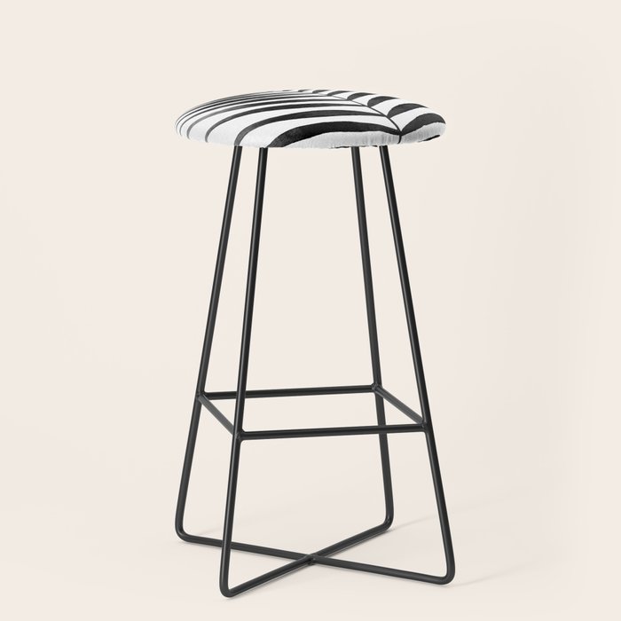 Palm Leaf Watercolor | Black and White Stool Gallery Image 1