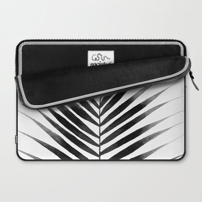 Palm Leaf Watercolor | Black and White Laptop Sleeve Gallery Image 2
