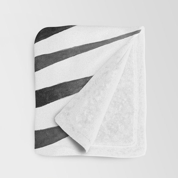 Palm Leaf Watercolor | Black and White Throw Blanket Gallery Image 3