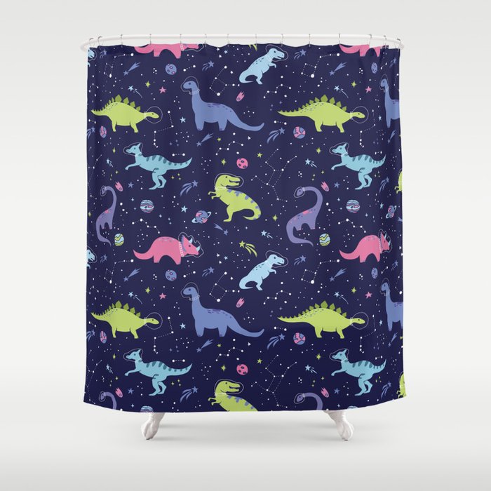 Dinosaurs in Space Shower Curtain Gallery Image 1