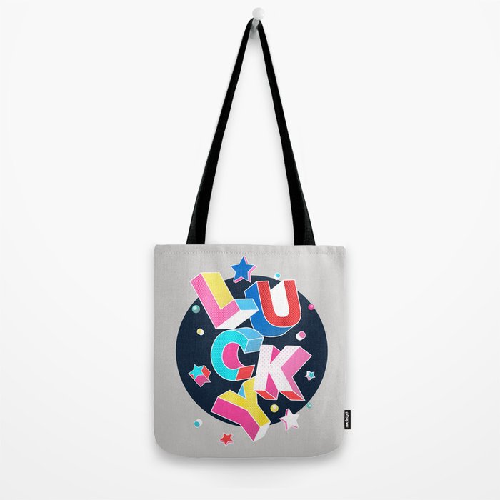LUCKY Typography Tote Bag Gallery Image 2