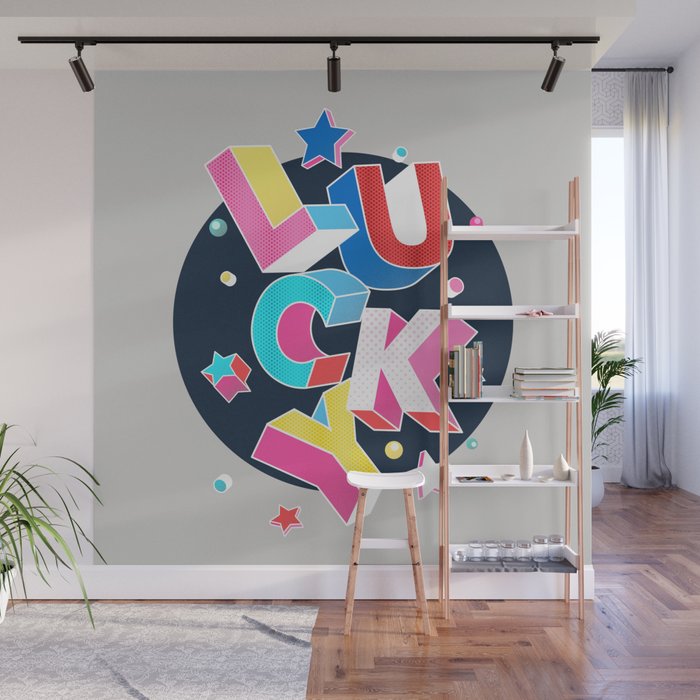 LUCKY Typography Wall Mural Gallery Image 1