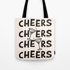 Cheers. Cocktails and Drinks in Black and White Tote Bag Gallery Image 1