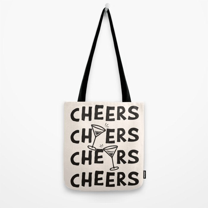 Cheers. Cocktails and Drinks in Black and White Tote Bag Gallery Image 2