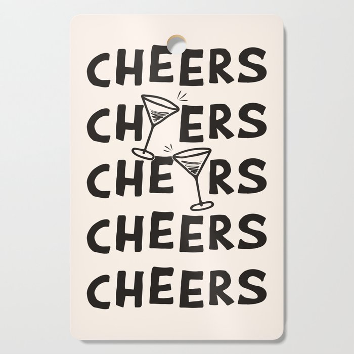 Cheers. Cocktails and Drinks in Black and White Cutting Board Gallery Image 1