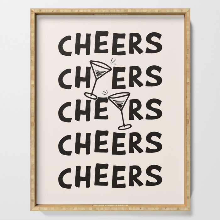 Cheers. Cocktails and Drinks in Black and White Serving Tray Gallery Image 1