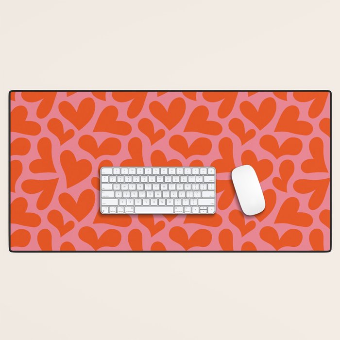 Red love heart shape pattern Desk Mat Gallery Image 1